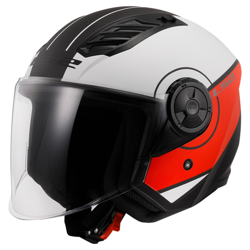 LS2 OF616 Airflow II Cover Motorcycle Helmet - Matt White/Red